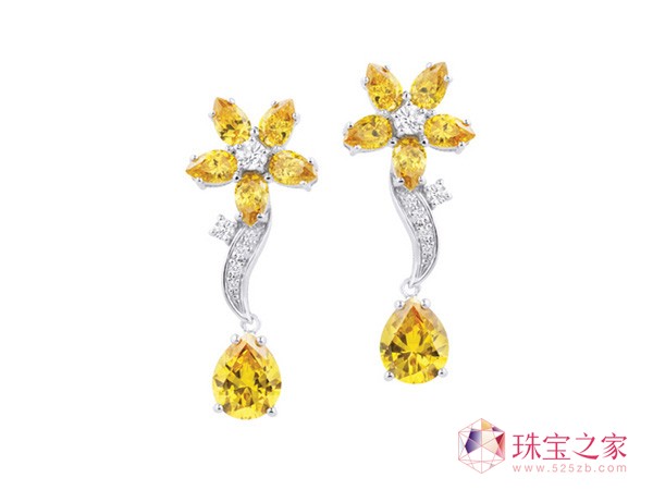 Flor Hada系列艷黃晶鉆耳環