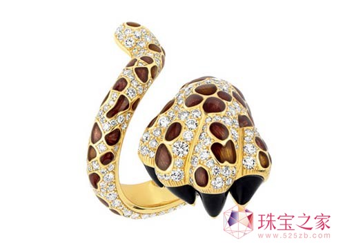 全新Dior Mitza黃K金鑲鉆戒指(750黃K金、4.25克拉鉆石、彩漆)