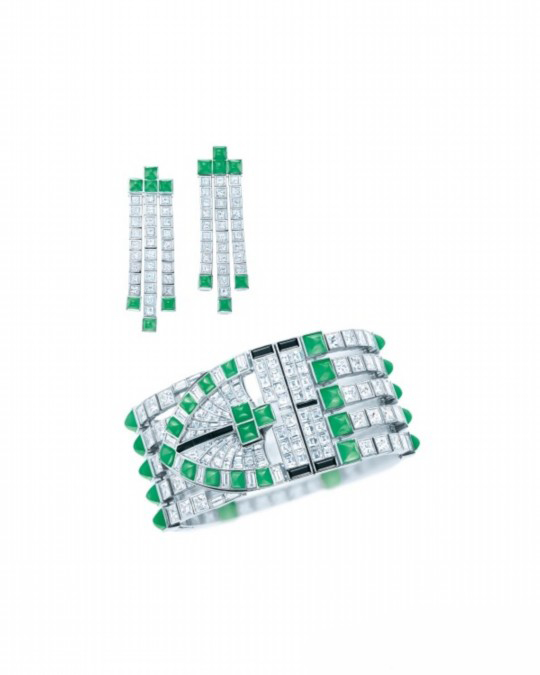Tiffany & Co.蒂芙尼Art Deco裝飾藝術(shù)風(fēng)格手鐲及耳墜